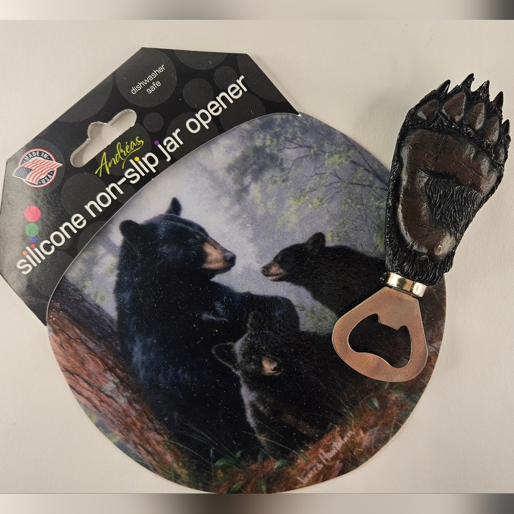 Black Bear Silicone Jar Opener And Magnetic Bear Paw Bottle Opener Gift Set